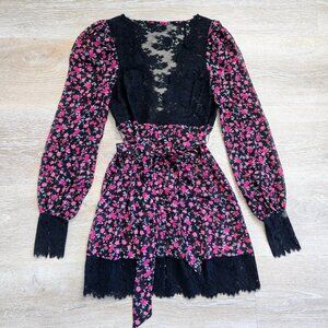 For Love & Lemons X Victoria’s Secret Melrose Floral Rose Robe Lace Small Sheer